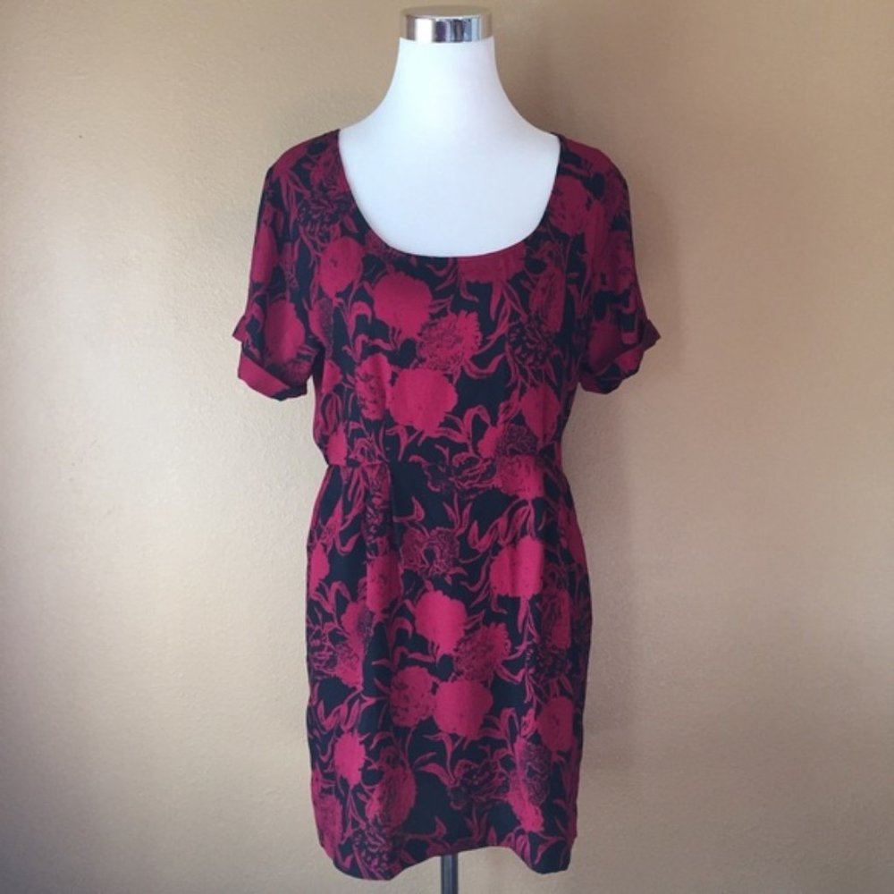 Yaya Nom de Plume Red/Black Floral Dress Pockets